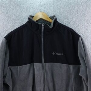 Columbia Interchange Fleece Jacket Mens XL Full Zip‎ Gray Black Coat Color Block